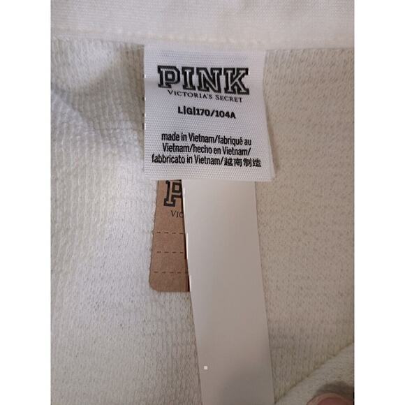 NWT Victoria's Secret PINK Oversized Fleece Shirt Jacket Cream sz Large NEW - Picture 10 of 12